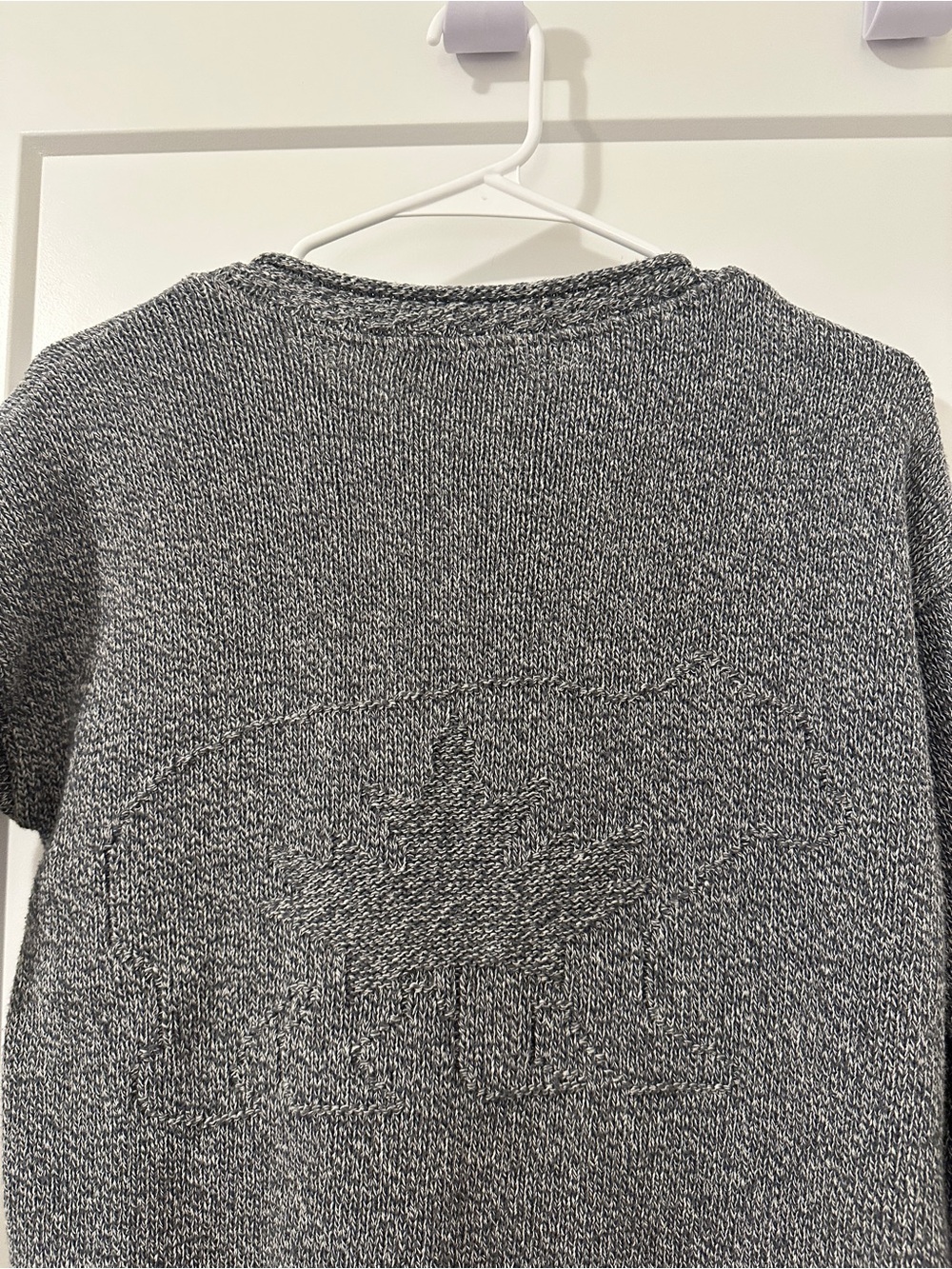 Cotton Country Grey Marled Knit Crewneck Sweater Canadian Flag Size Small Womens - Picture 12 of 14